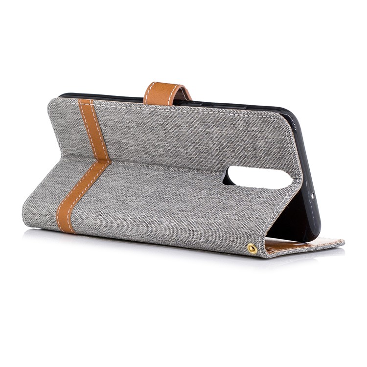 Two-tone Jean Cloth Wallet Leather Cover for Huawei Mate 10 Lite / nova 2i / Maimang 6 / Honor 9i (India) - Grey-6