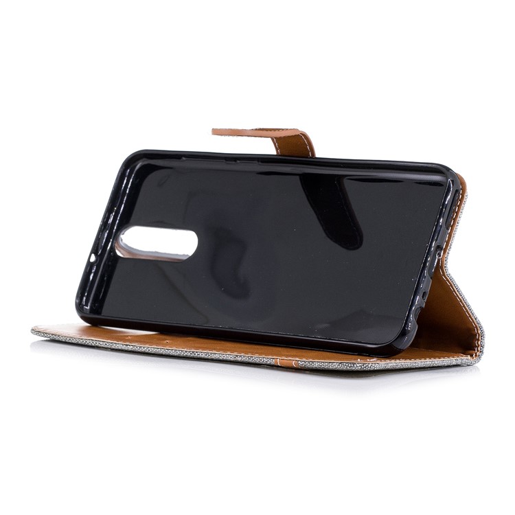 Two-tone Jean Cloth Wallet Leather Cover for Huawei Mate 10 Lite / nova 2i / Maimang 6 / Honor 9i (India) - Grey-7
