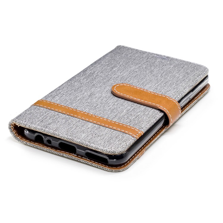 Two-tone Jean Cloth Wallet Leather Cover for Huawei Mate 10 Lite / nova 2i / Maimang 6 / Honor 9i (India) - Grey-8