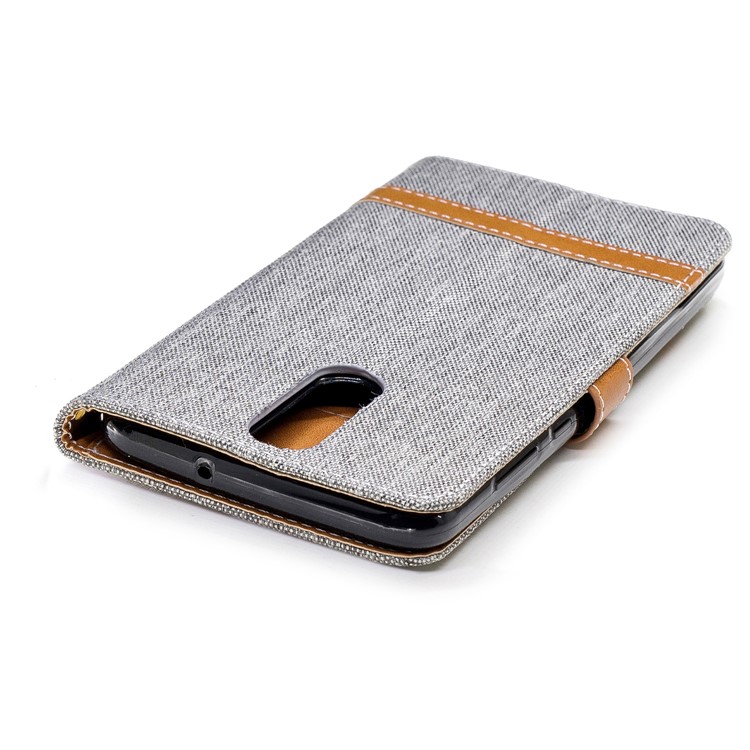 Two-tone Jean Cloth Wallet Leather Cover for Huawei Mate 10 Lite / nova 2i / Maimang 6 / Honor 9i (India) - Grey-9