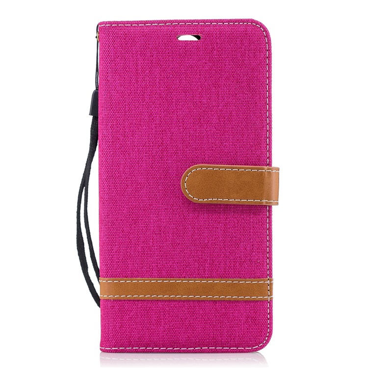 Two-tone Jean Cloth PU Leather Phone Casing for Huawei Mate 10 Lite / nova 2i / Maimang 6 / Honor 9i (India) - Rose-2