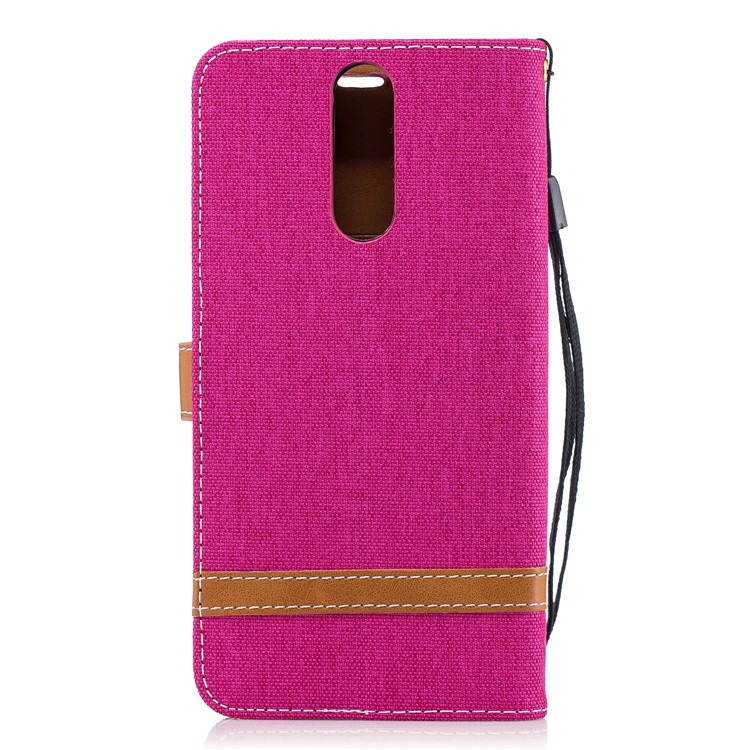 Two-tone Jean Cloth PU Leather Phone Casing for Huawei Mate 10 Lite / nova 2i / Maimang 6 / Honor 9i (India) - Rose-3