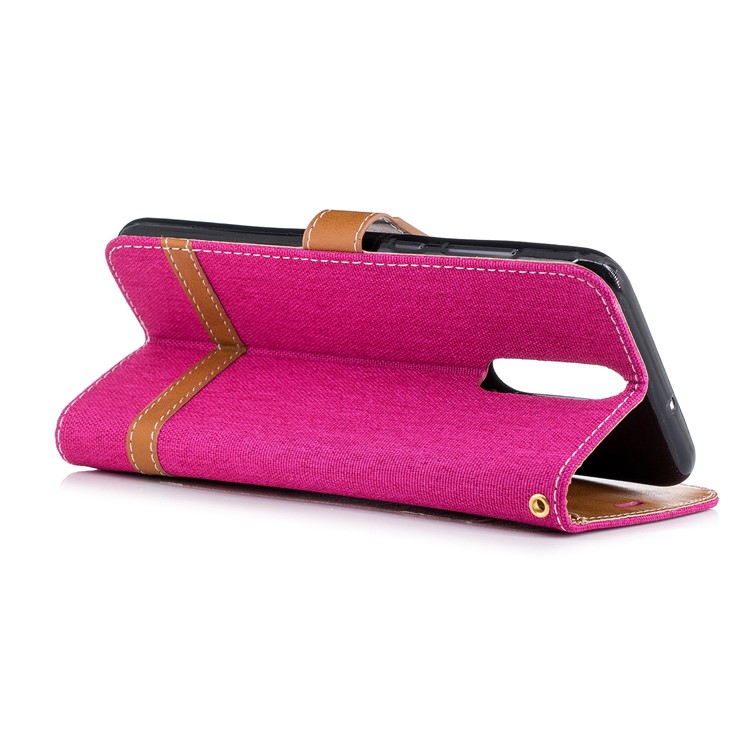 Two-tone Jean Cloth PU Leather Phone Casing for Huawei Mate 10 Lite / nova 2i / Maimang 6 / Honor 9i (India) - Rose-6
