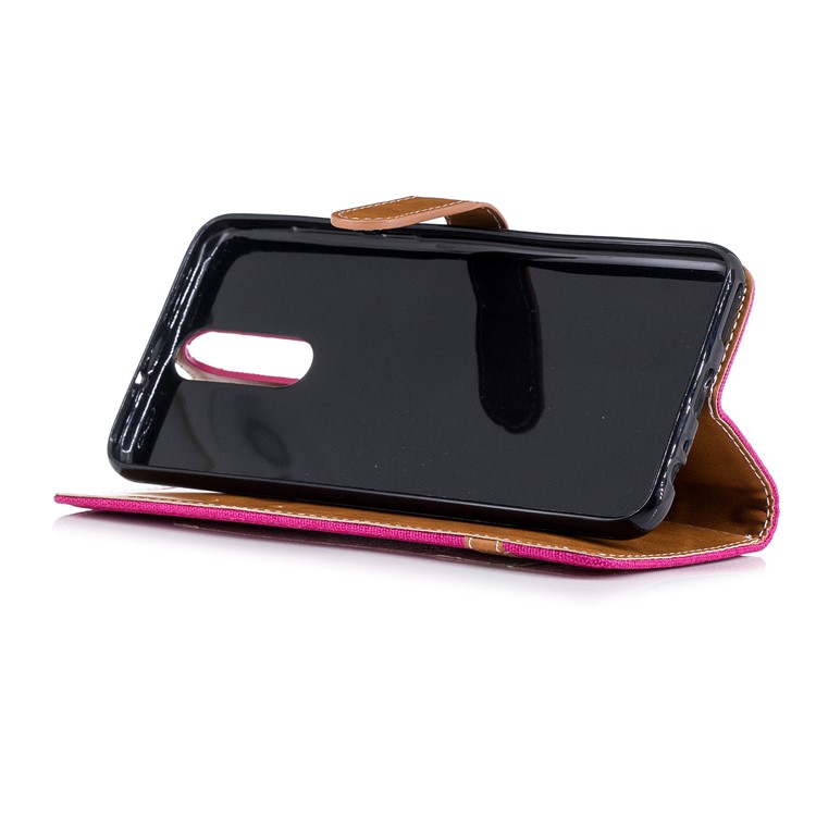 Two-tone Jean Cloth PU Leather Phone Casing for Huawei Mate 10 Lite / nova 2i / Maimang 6 / Honor 9i (India) - Rose-7