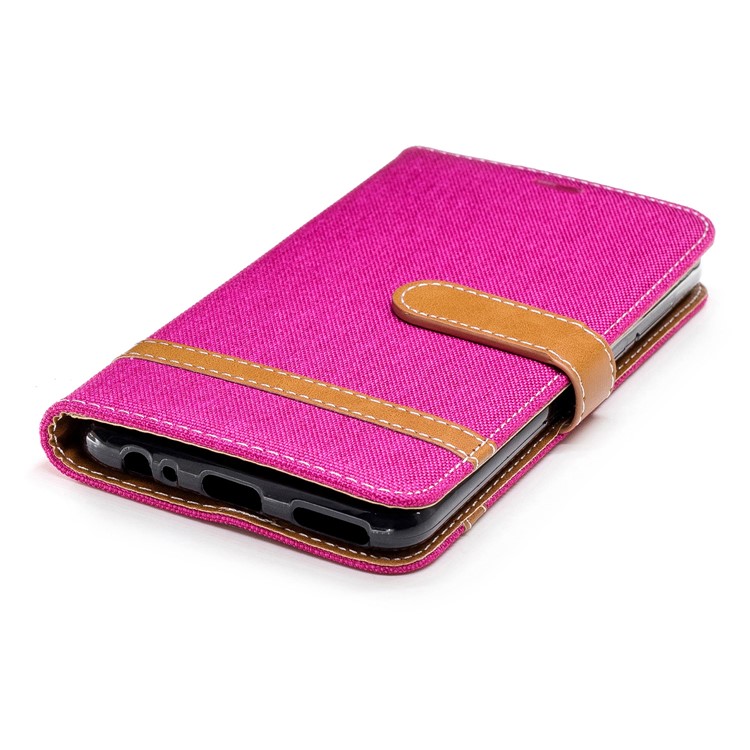 Two-tone Jean Cloth PU Leather Phone Casing for Huawei Mate 10 Lite / nova 2i / Maimang 6 / Honor 9i (India) - Rose-8