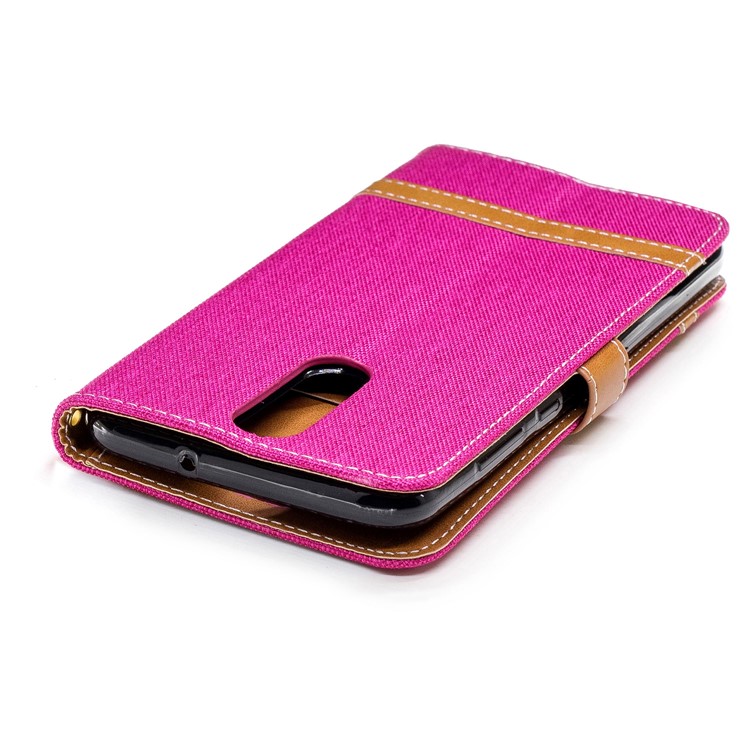 Two-tone Jean Cloth PU Leather Phone Casing for Huawei Mate 10 Lite / nova 2i / Maimang 6 / Honor 9i (India) - Rose-9