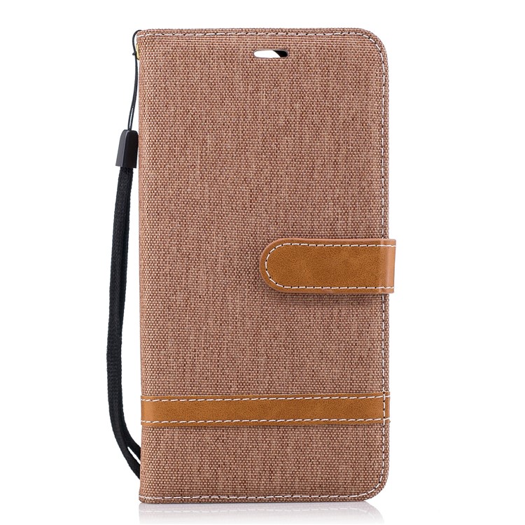 Two-tone Jean Cloth Wallet Stand Leather Mobile Cover for Huawei Mate 10 Lite / nova 2i / Maimang 6 / Honor 9i (India) - Khaki-2