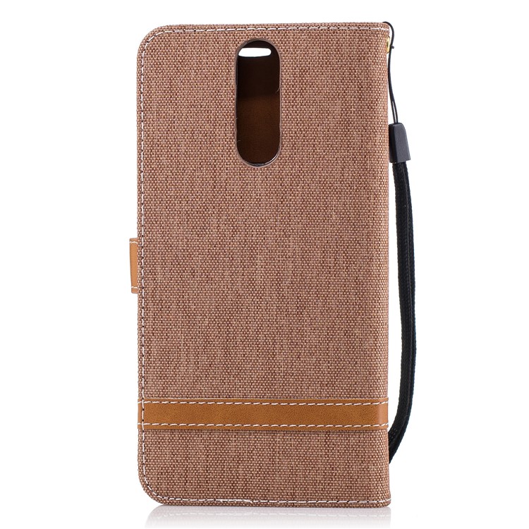 Two-tone Jean Cloth Wallet Stand Leather Mobile Cover for Huawei Mate 10 Lite / nova 2i / Maimang 6 / Honor 9i (India) - Khaki-3