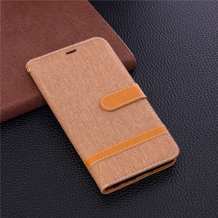 Two-tone Jean Cloth Wallet Stand Leather Mobile Cover for Huawei Mate 10 Lite / nova 2i / Maimang 6 / Honor 9i (India) - Khaki-4