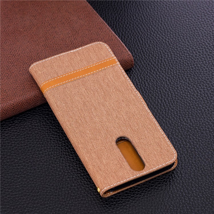Two-tone Jean Cloth Wallet Stand Leather Mobile Cover for Huawei Mate 10 Lite / nova 2i / Maimang 6 / Honor 9i (India) - Khaki-5