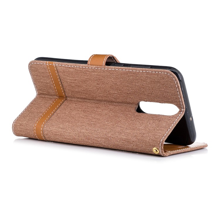 Two-tone Jean Cloth Wallet Stand Leather Mobile Cover for Huawei Mate 10 Lite / nova 2i / Maimang 6 / Honor 9i (India) - Khaki-6