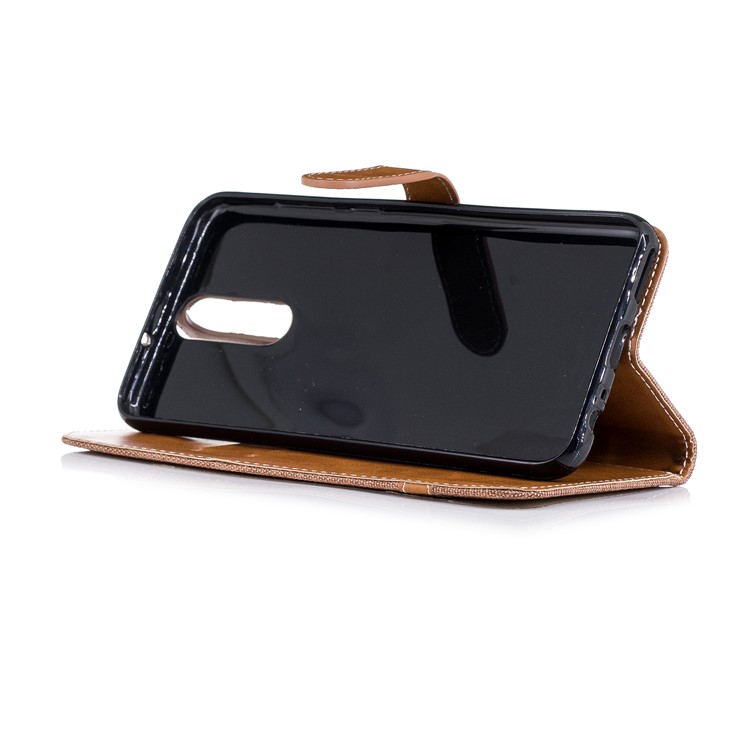 Two-tone Jean Cloth Wallet Stand Leather Mobile Cover for Huawei Mate 10 Lite / nova 2i / Maimang 6 / Honor 9i (India) - Khaki-7
