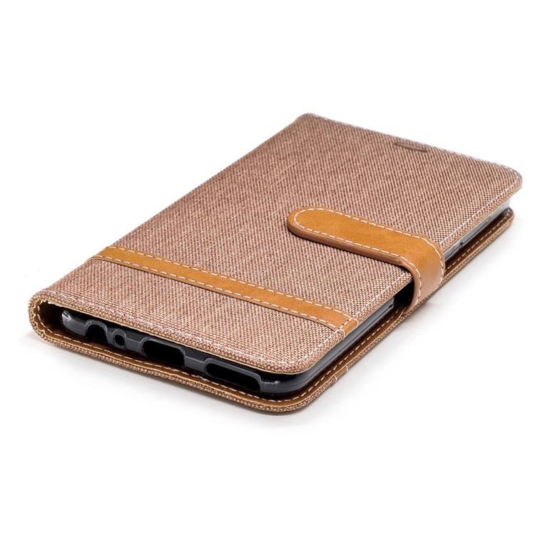 Two-tone Jean Cloth Wallet Stand Leather Mobile Cover for Huawei Mate 10 Lite / nova 2i / Maimang 6 / Honor 9i (India) - Khaki-8