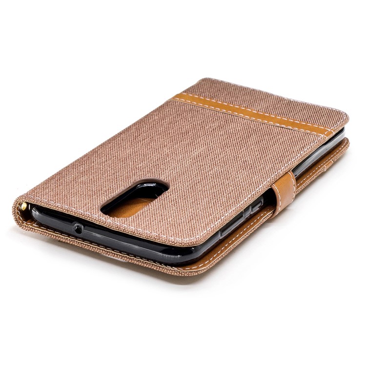 Two-tone Jean Cloth Wallet Stand Leather Mobile Cover for Huawei Mate 10 Lite / nova 2i / Maimang 6 / Honor 9i (India) - Khaki-9