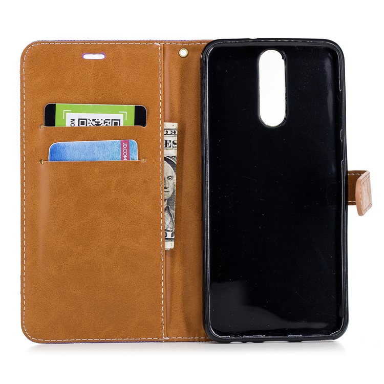 Two-tone Jean Cloth PU Leather Wallet Mobile Shell for Huawei Mate 10 Lite / nova 2i / Maimang 6 / Honor 9i (India) - Purple-10