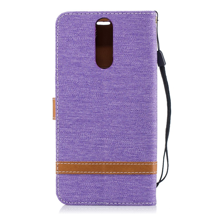 Two-tone Jean Cloth PU Leather Wallet Mobile Shell for Huawei Mate 10 Lite / nova 2i / Maimang 6 / Honor 9i (India) - Purple-3