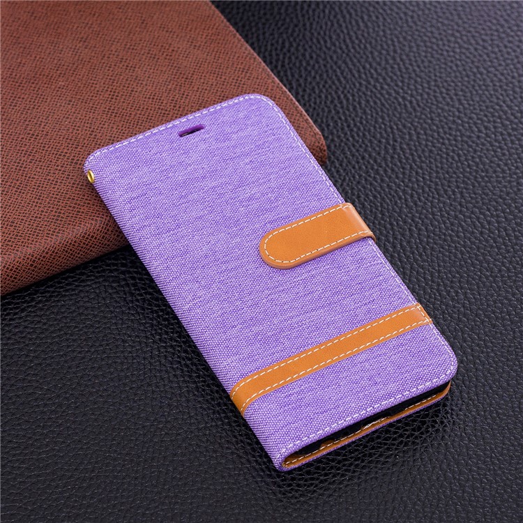 Two-tone Jean Cloth PU Leather Wallet Mobile Shell for Huawei Mate 10 Lite / nova 2i / Maimang 6 / Honor 9i (India) - Purple-4