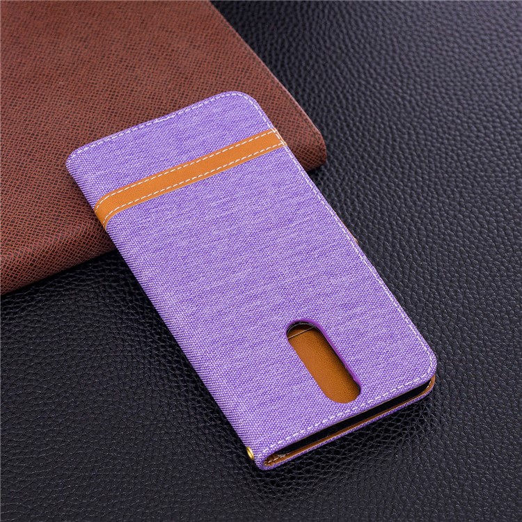 Two-tone Jean Cloth PU Leather Wallet Mobile Shell for Huawei Mate 10 Lite / nova 2i / Maimang 6 / Honor 9i (India) - Purple-5