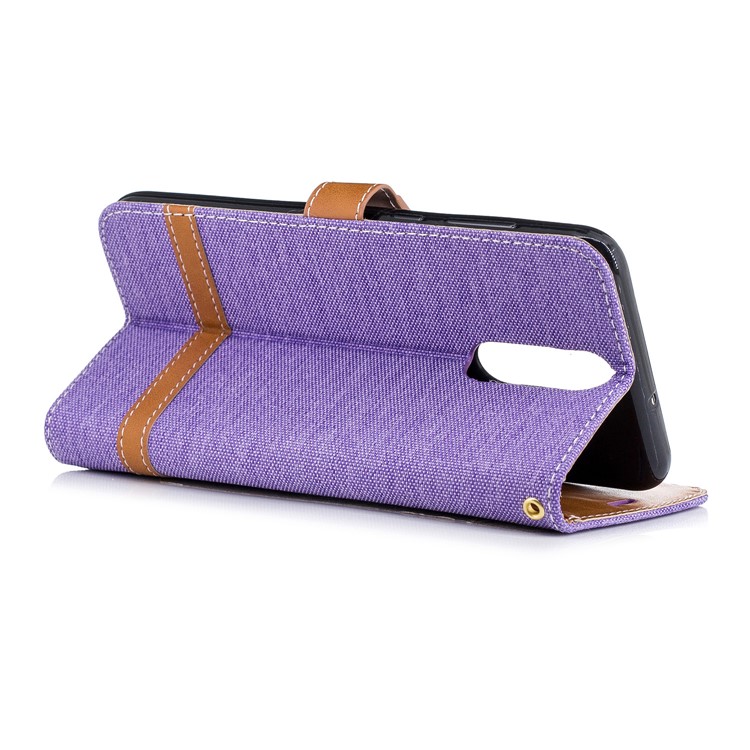 Two-tone Jean Cloth PU Leather Wallet Mobile Shell for Huawei Mate 10 Lite / nova 2i / Maimang 6 / Honor 9i (India) - Purple-6