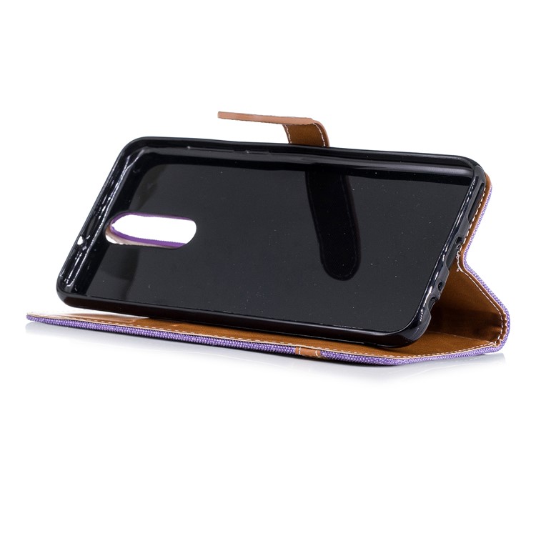 Two-tone Jean Cloth PU Leather Wallet Mobile Shell for Huawei Mate 10 Lite / nova 2i / Maimang 6 / Honor 9i (India) - Purple-7
