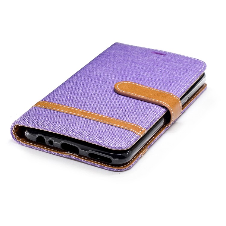 Two-tone Jean Cloth PU Leather Wallet Mobile Shell for Huawei Mate 10 Lite / nova 2i / Maimang 6 / Honor 9i (India) - Purple-8