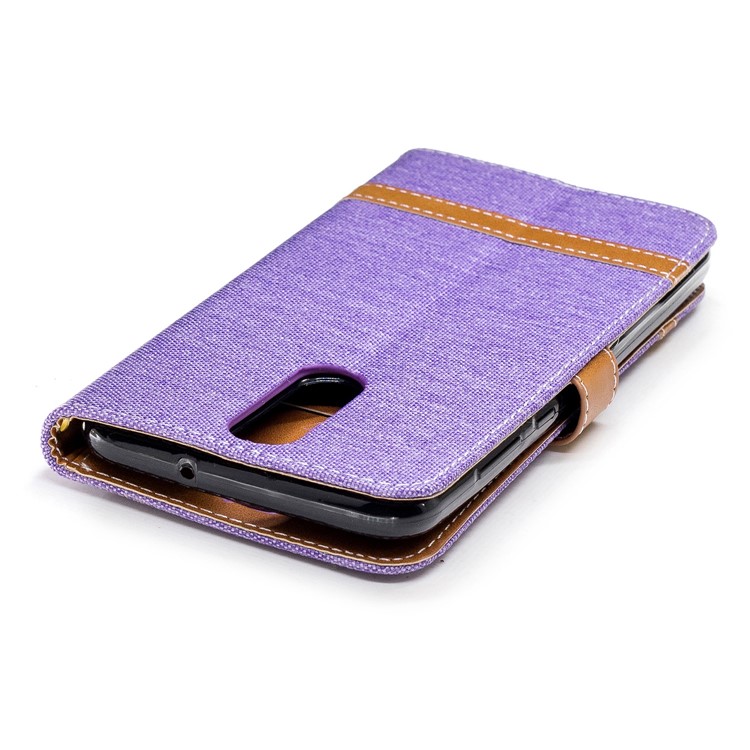 Two-tone Jean Cloth PU Leather Wallet Mobile Shell for Huawei Mate 10 Lite / nova 2i / Maimang 6 / Honor 9i (India) - Purple-9