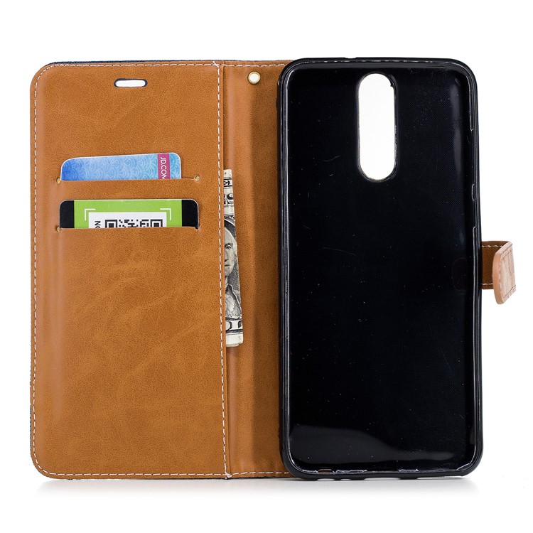 Two-tone Jean Cloth PU Leather Cell Phone Case for Huawei Mate 10 Lite / nova 2i / Maimang 6 / Honor 9i (India) - Dark Blue-10