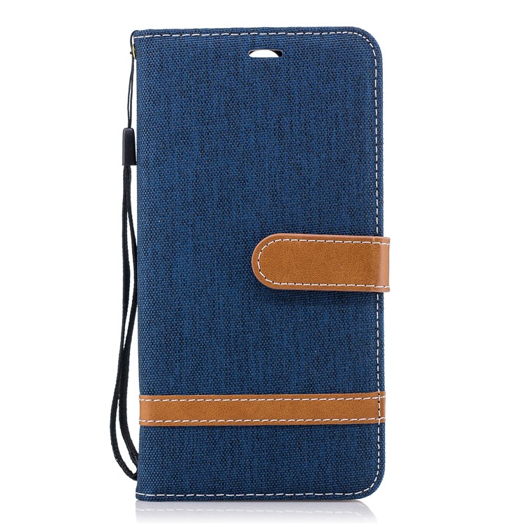 Two-tone Jean Cloth PU Leather Cell Phone Case for Huawei Mate 10 Lite / nova 2i / Maimang 6 / Honor 9i (India) - Dark Blue-2