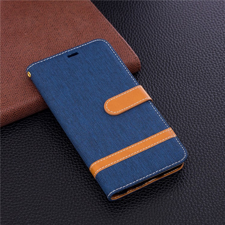 Two-tone Jean Cloth PU Leather Cell Phone Case for Huawei Mate 10 Lite / nova 2i / Maimang 6 / Honor 9i (India) - Dark Blue-4