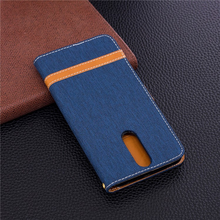 Two-tone Jean Cloth PU Leather Cell Phone Case for Huawei Mate 10 Lite / nova 2i / Maimang 6 / Honor 9i (India) - Dark Blue-5
