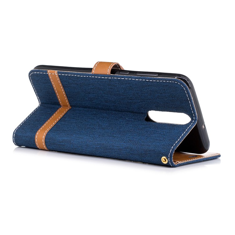 Two-tone Jean Cloth PU Leather Cell Phone Case for Huawei Mate 10 Lite / nova 2i / Maimang 6 / Honor 9i (India) - Dark Blue-6