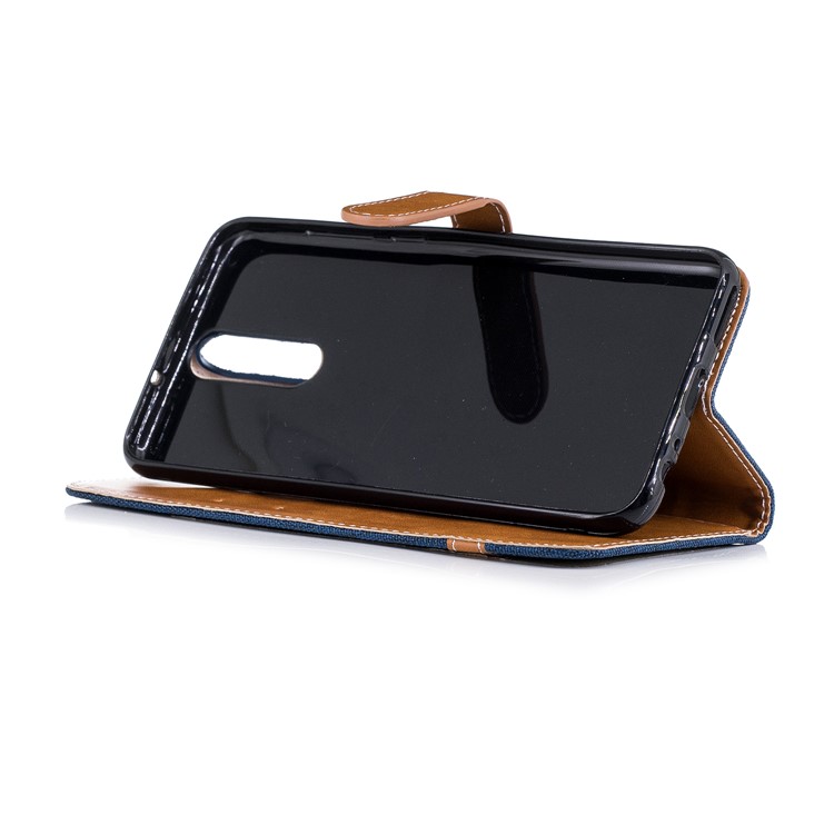 Two-tone Jean Cloth PU Leather Cell Phone Case for Huawei Mate 10 Lite / nova 2i / Maimang 6 / Honor 9i (India) - Dark Blue-7