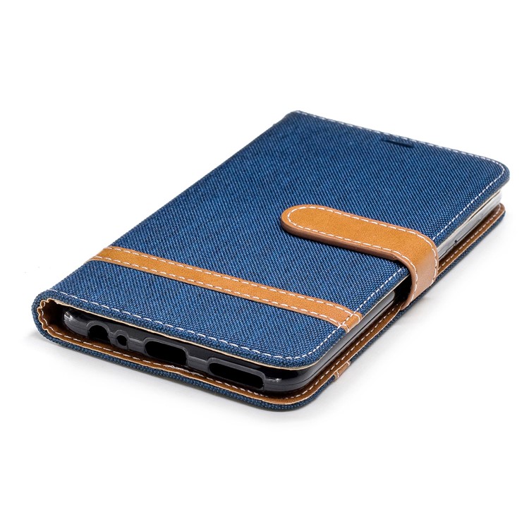 Two-tone Jean Cloth PU Leather Cell Phone Case for Huawei Mate 10 Lite / nova 2i / Maimang 6 / Honor 9i (India) - Dark Blue-8
