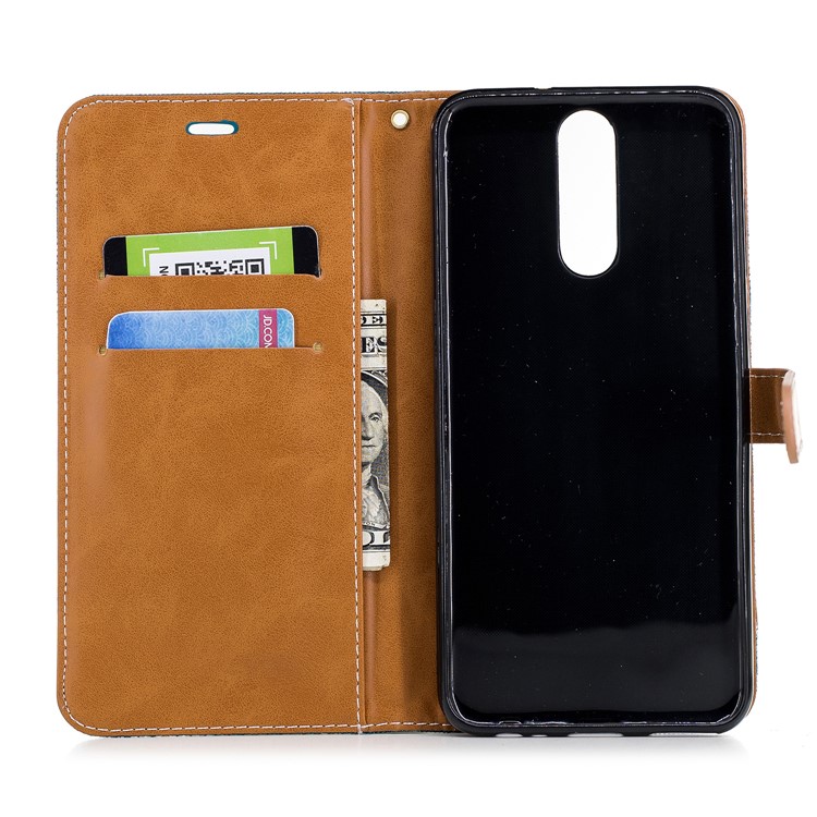 Two-tone Jean Cloth Leather Card Holder Mobile Cover for Huawei Mate 10 Lite / nova 2i / Maimang 6 / Honor 9i (India) - Green-10