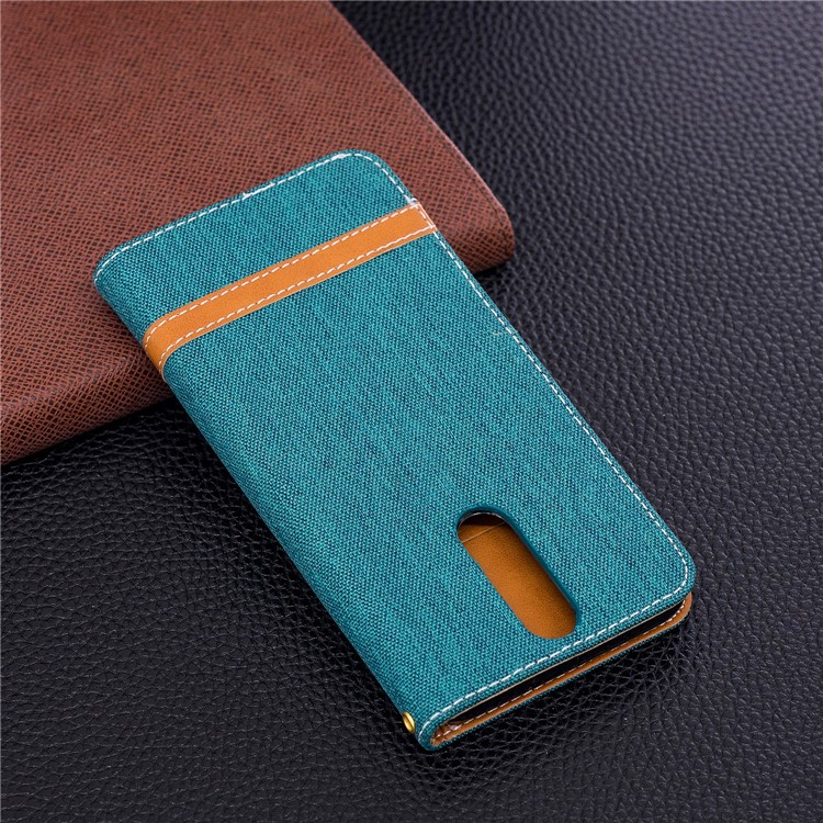 Two-tone Jean Cloth Leather Card Holder Mobile Cover for Huawei Mate 10 Lite / nova 2i / Maimang 6 / Honor 9i (India) - Green-5