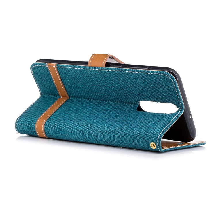 Two-tone Jean Cloth Leather Card Holder Mobile Cover for Huawei Mate 10 Lite / nova 2i / Maimang 6 / Honor 9i (India) - Green-6