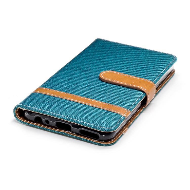 Two-tone Jean Cloth Leather Card Holder Mobile Cover for Huawei Mate 10 Lite / nova 2i / Maimang 6 / Honor 9i (India) - Green-8