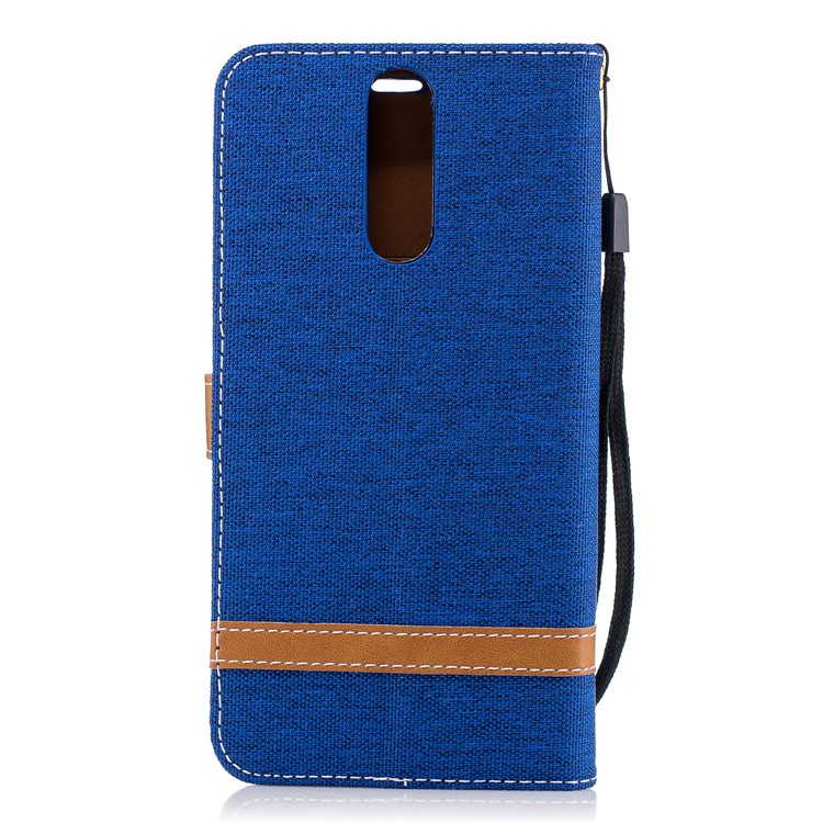 Two-tone Jean Cloth PU Leather Cover Case for Huawei Mate 10 Lite / nova 2i / Maimang 6 / Honor 9i (India) - Baby Blue-3