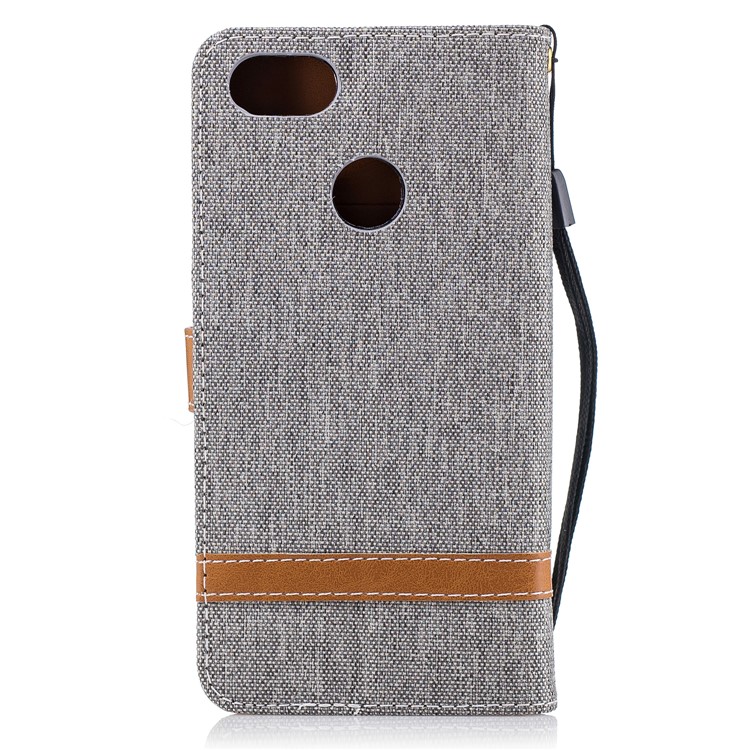 Contrast Color Jean Cloth PU Leather Case Shell for Huawei P9 lite mini/Y6 Pro (2017)/Enjoy 7 - Grey-3