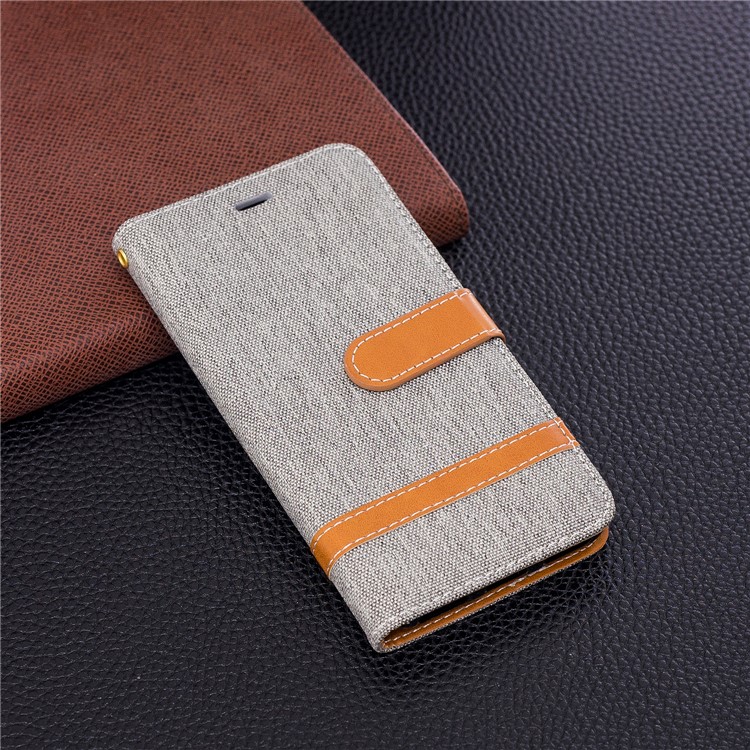 Contrast Color Jean Cloth PU Leather Case Shell for Huawei P9 lite mini/Y6 Pro (2017)/Enjoy 7 - Grey-4