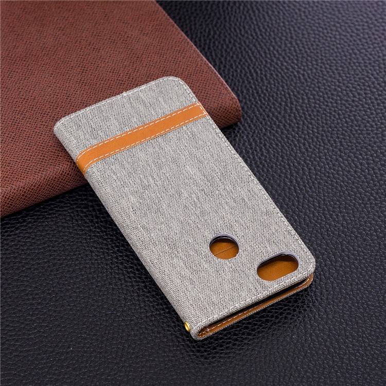 Contrast Color Jean Cloth PU Leather Case Shell for Huawei P9 lite mini/Y6 Pro (2017)/Enjoy 7 - Grey-5