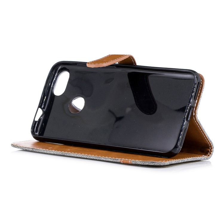 Contrast Color Jean Cloth PU Leather Case Shell for Huawei P9 lite mini/Y6 Pro (2017)/Enjoy 7 - Grey-7