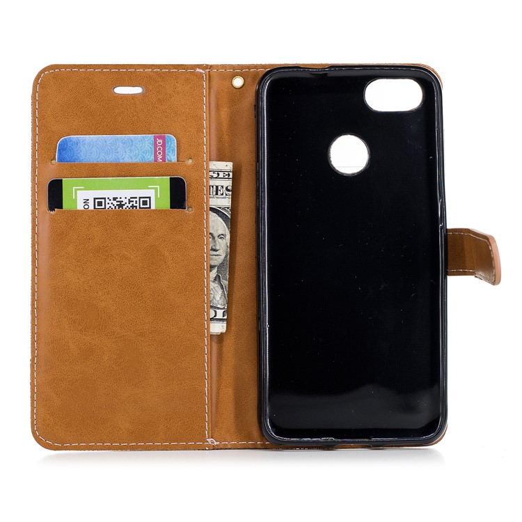 Contrast Color Jean Cloth PU Leather Shell for Huawei P9 lite mini/Y6 Pro (2017)/Enjoy 7 - Khaki-10