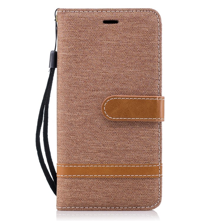 Contrast Color Jean Cloth PU Leather Shell for Huawei P9 lite mini/Y6 Pro (2017)/Enjoy 7 - Khaki-2