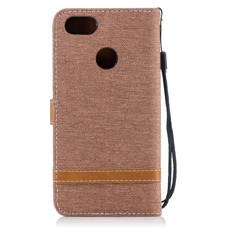 Contrast Color Jean Cloth PU Leather Shell for Huawei P9 lite mini/Y6 Pro (2017)/Enjoy 7 - Khaki-3