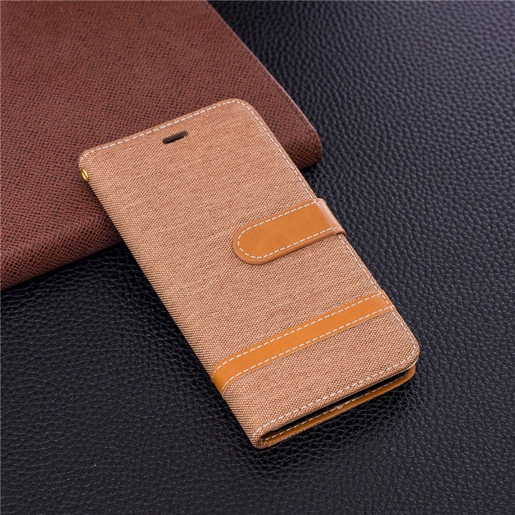 Contrast Color Jean Cloth PU Leather Shell for Huawei P9 lite mini/Y6 Pro (2017)/Enjoy 7 - Khaki-4
