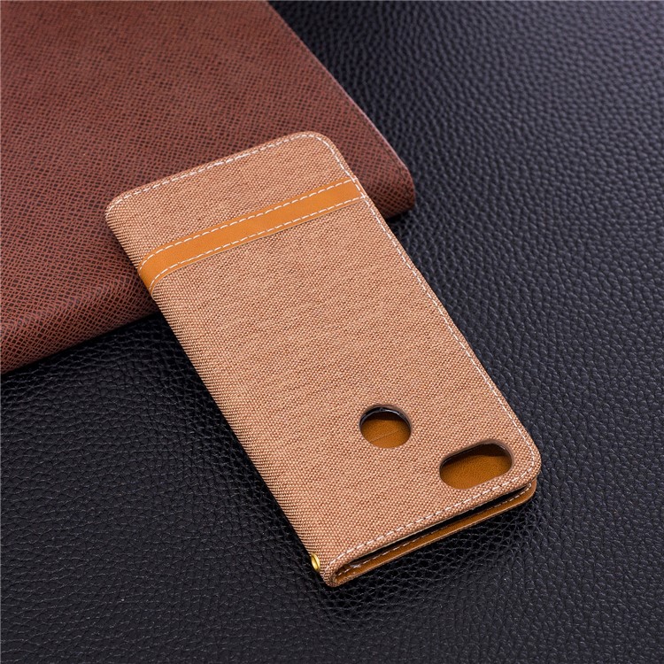 Contrast Color Jean Cloth PU Leather Shell for Huawei P9 lite mini/Y6 Pro (2017)/Enjoy 7 - Khaki-5