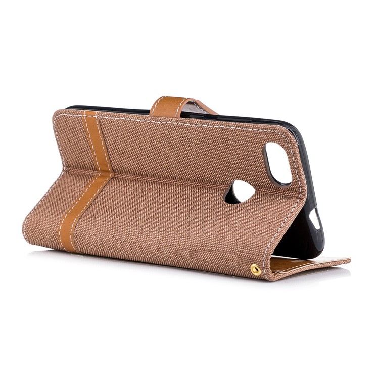 Contrast Color Jean Cloth PU Leather Shell for Huawei P9 lite mini/Y6 Pro (2017)/Enjoy 7 - Khaki-6