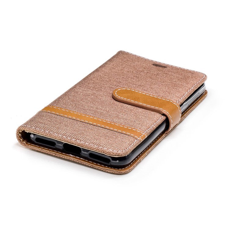 Contrast Color Jean Cloth PU Leather Shell for Huawei P9 lite mini/Y6 Pro (2017)/Enjoy 7 - Khaki-8