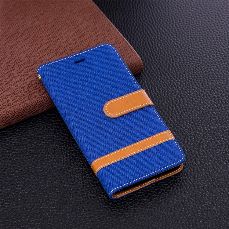 Jean Cloth PU Leather Mobile Phone Cover with Stand for Huawei P9 lite mini/Y6 Pro (2017)/Enjoy 7 - Baby Blue-4